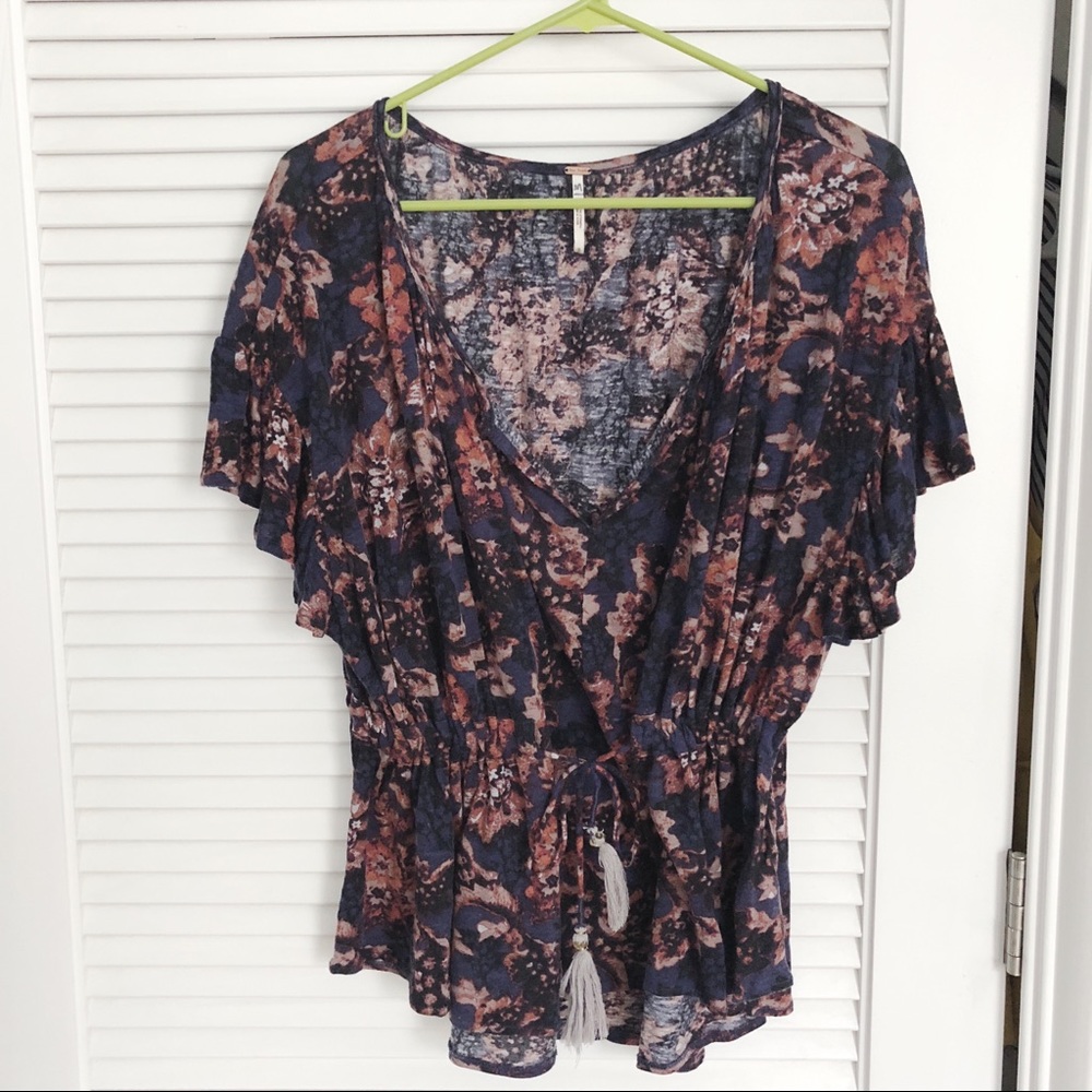 Floral Free People Tassel Shirt
